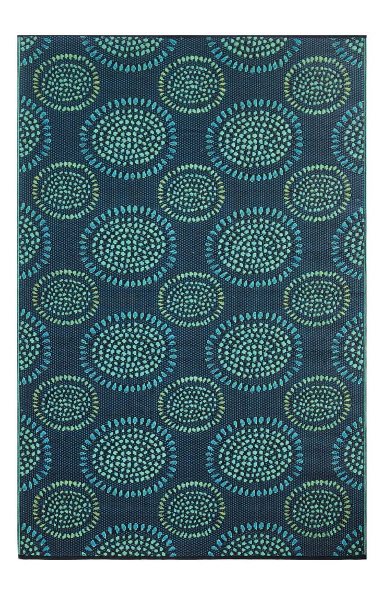 Mad Mats Molly Black & Aqua Rug, Main, color, Black And Aqua