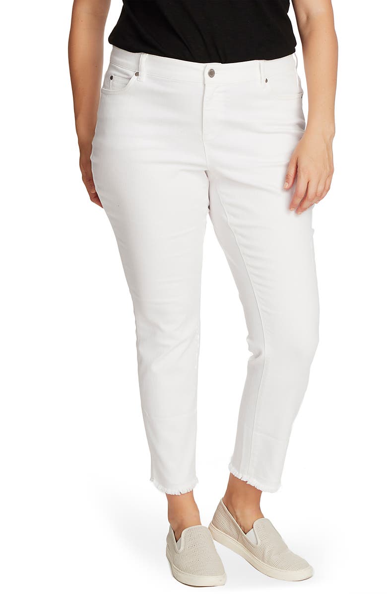 Vince Camuto Fray Hem Jeans, Main, color, Ultra White