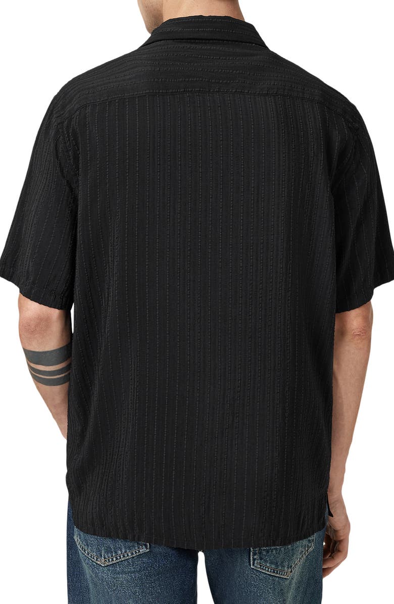 AllSaints Perry Button-Up Camp Shirt, Alternate, color, Black