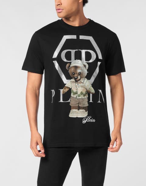 Round Neck T-shirt Crystal Teddy Bear Men