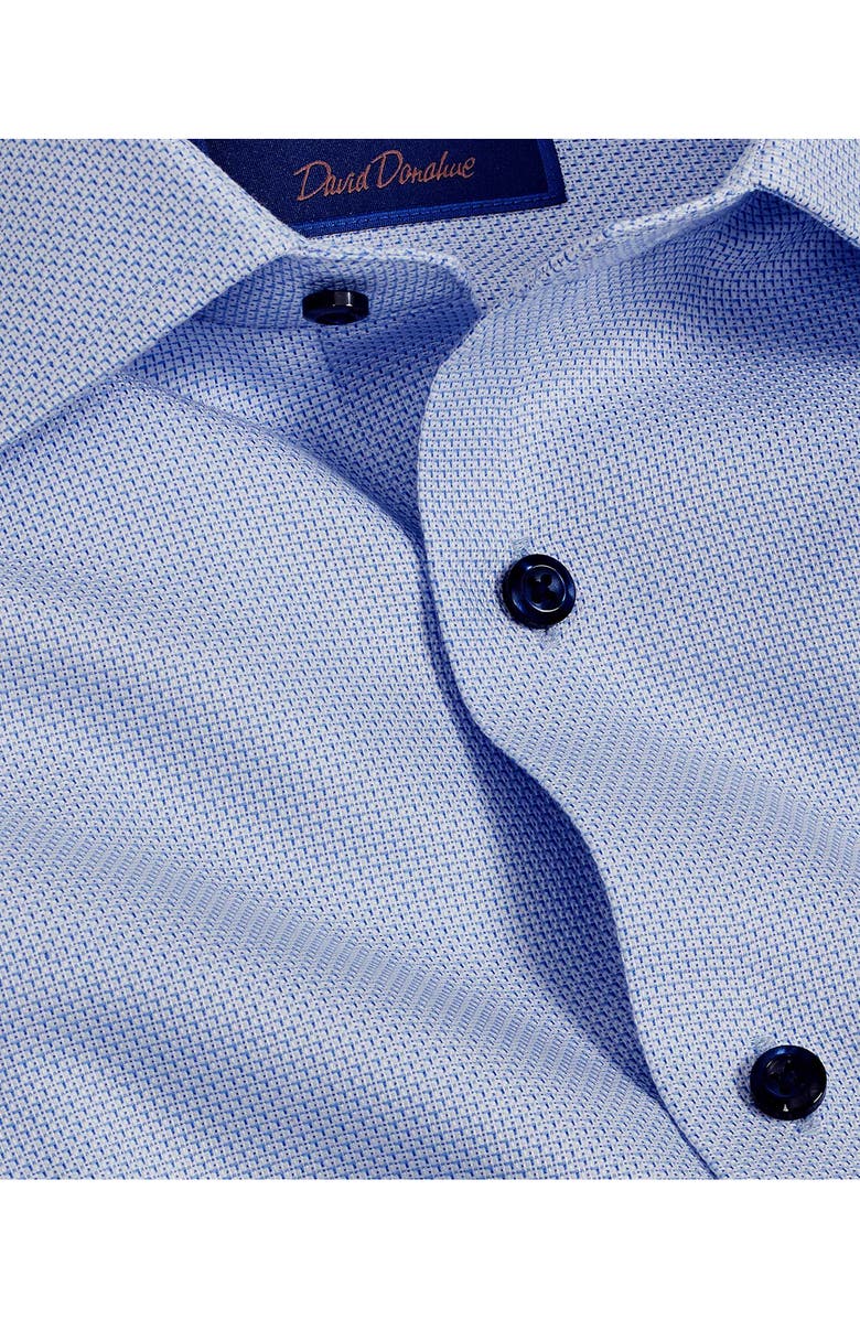 David Donahue Regular Fit Micro Geometric Dobby Dress Shirt, Alternate, color, Blue