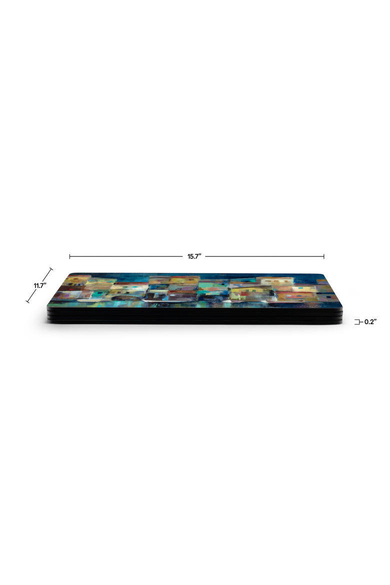 Evening Port Set of 4 Cork Back Placemats, Alternate, color, Multi
