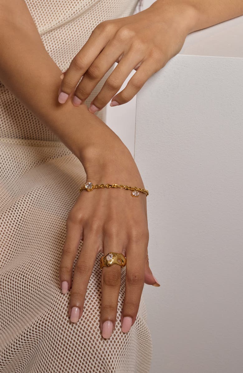 Lady Grey Crystal Tilt Cubic Zirconia Bracelet, Alternate, color, Gold/ Clear