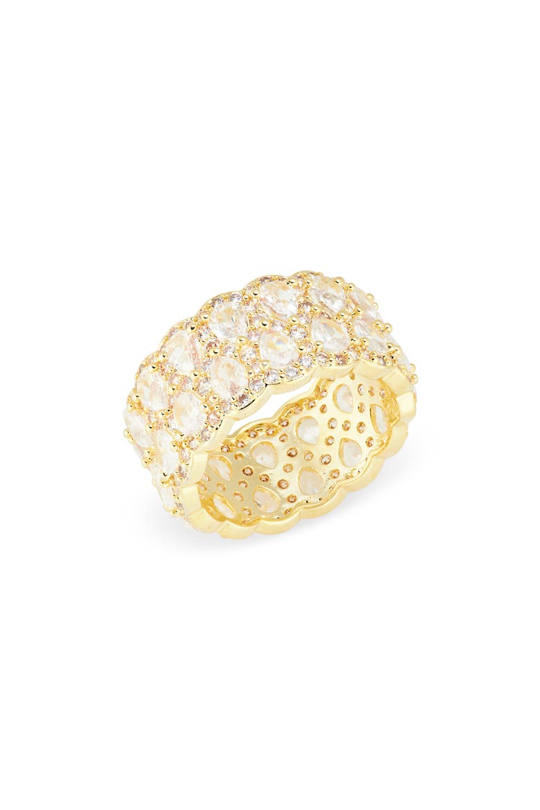Cubic Zirconia Scalloped Eternity Band Ring, Main, color, CLEAR- GOLD