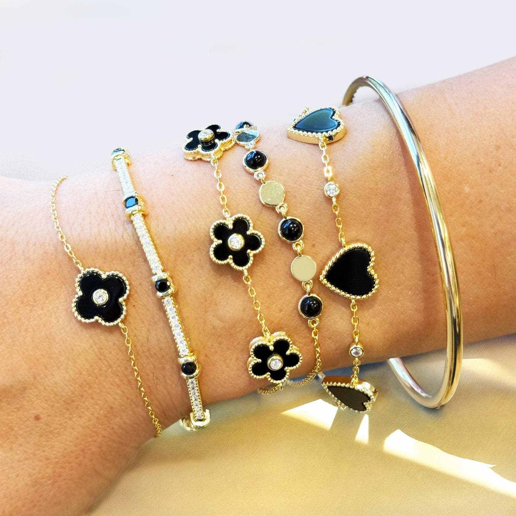 The Lovery Fine Jewelry Onyx Alternating Bubble Disc Bracelet (Women ...