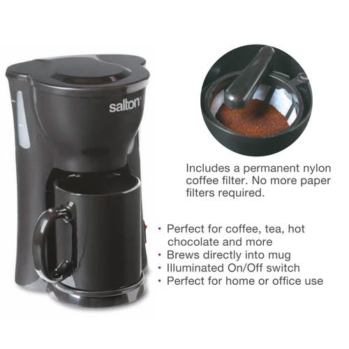 Salton Mini Compact Drip Coffee Maker In Black