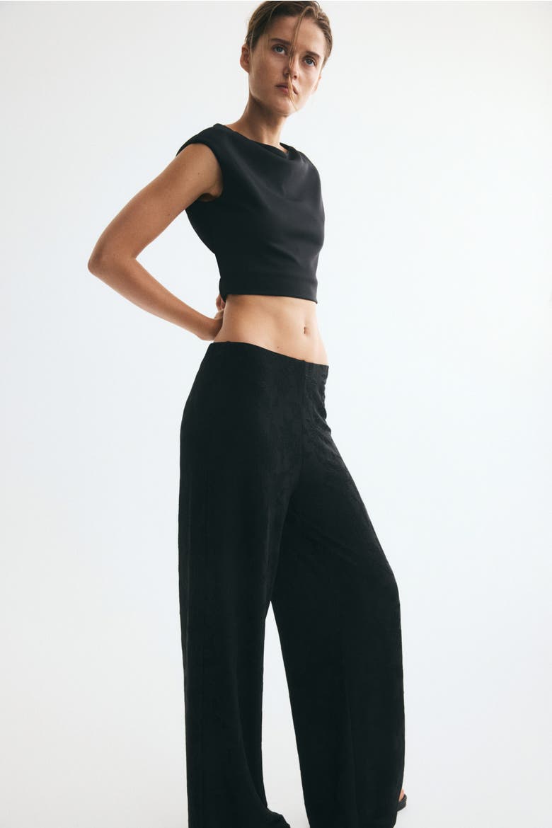 Jacquard Jersey Pull-on Pants, Alternate, color, Black