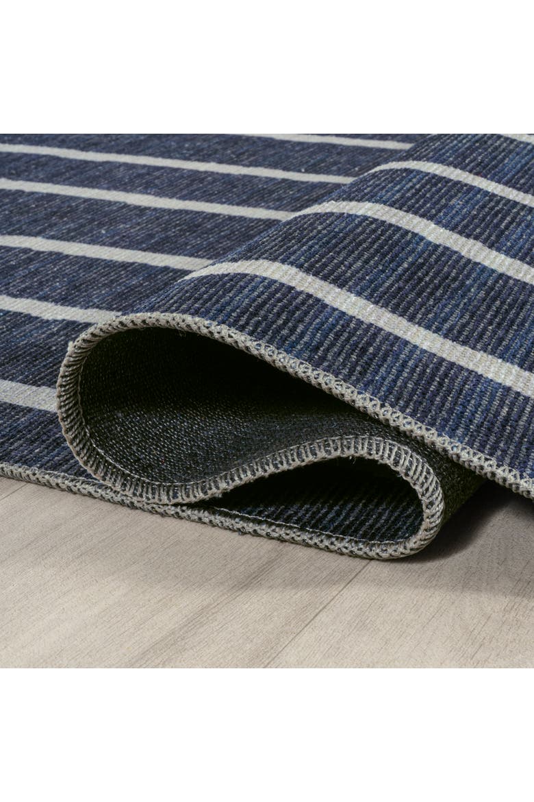 Rand Distressed Ticking Stripe Machine-Washable Area  Rug, Alternate, color, Navy/Gray
