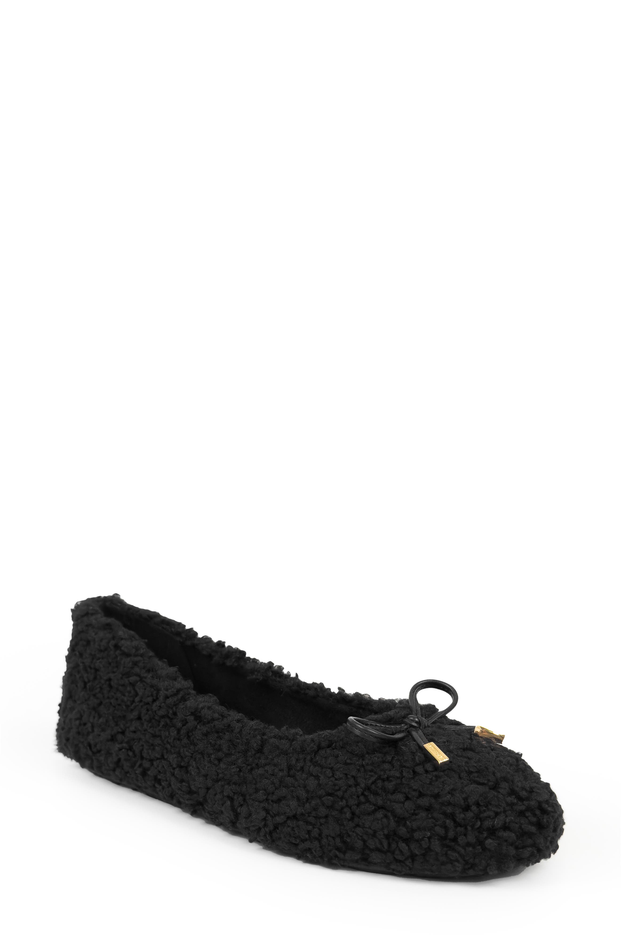 Aerosoles Patrina Faux Shearling Flat, Main, color, Black Faux Shearling
