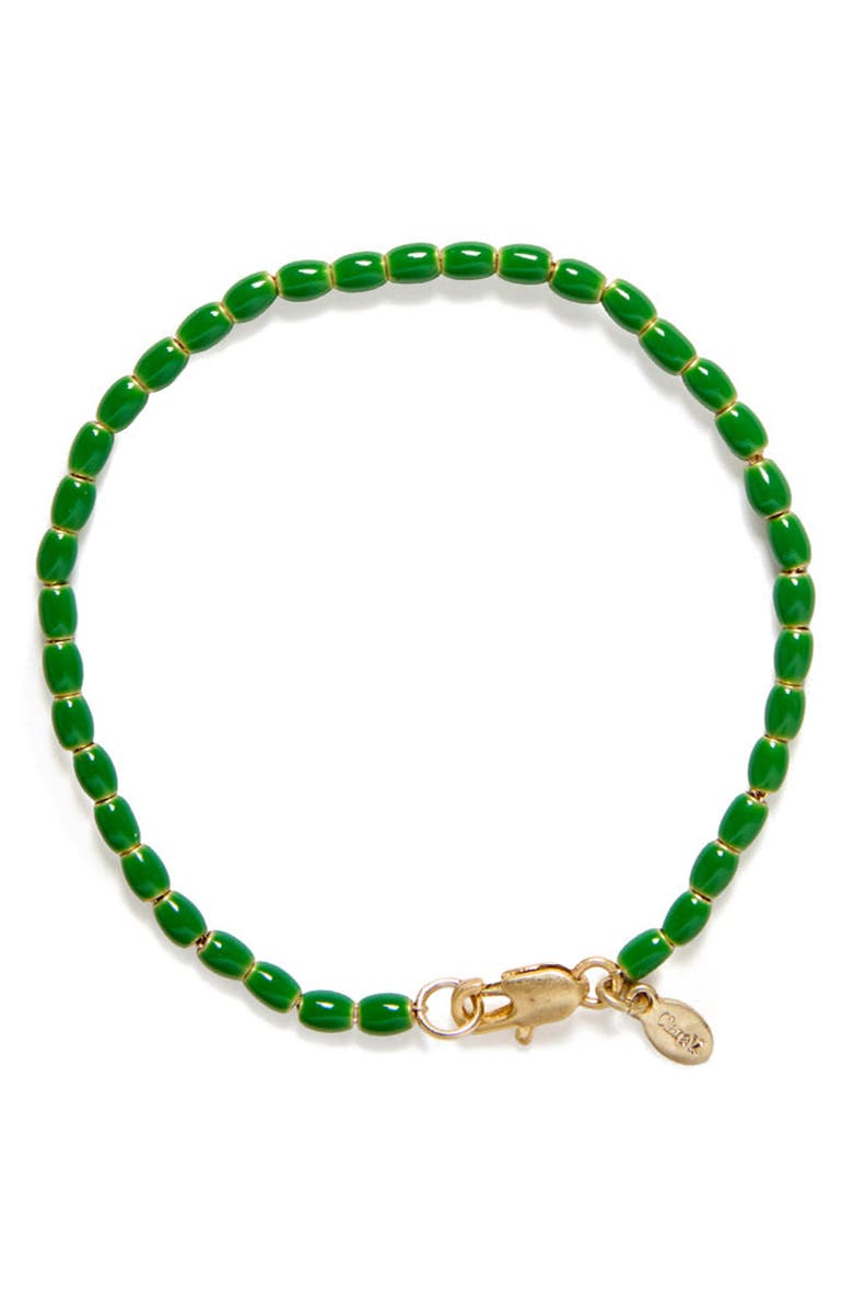 Clare V. Enamel Bead Bracelet, Main, color, Emerald