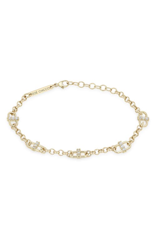 Zoë Chicco Diamond Rolo Chain Bracelet In Gold