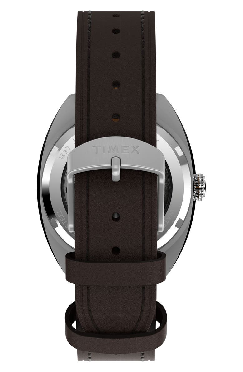 Timex<sup>®</sup> Marlin<sup>®</sup> Draper Automatic Leather Strap Watch, 37mm x 43mm, Alternate, color, Stainless Steel