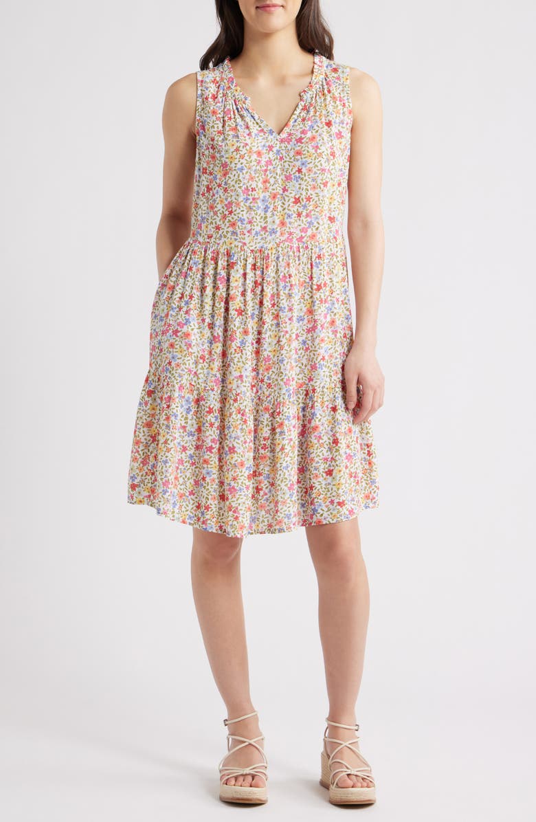 beachlunchlounge Bella Dot Print Tiered Dress, Main, color, 