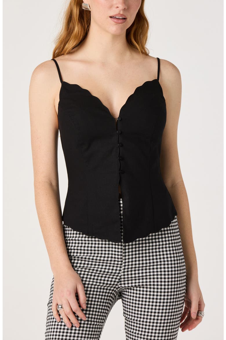 Odette Scallop Hem Camisole, Main, color, BLACK
