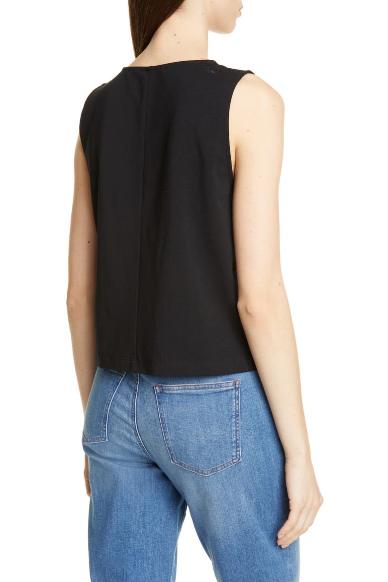 Stretch Cotton Tank, Alternate, color, BLACK