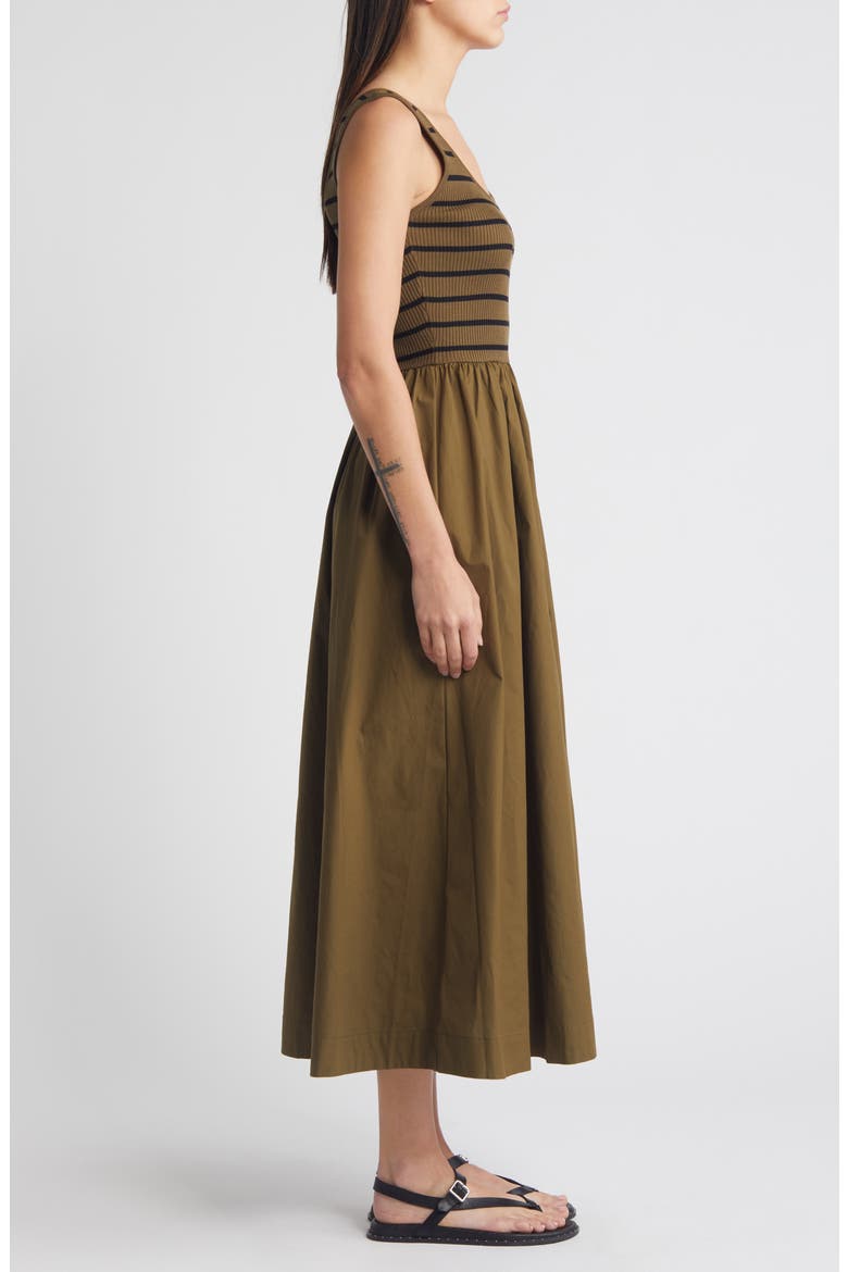 Ribbed Bodice Maxi Sundress, Alternate, color, OLIVE/ BLACK