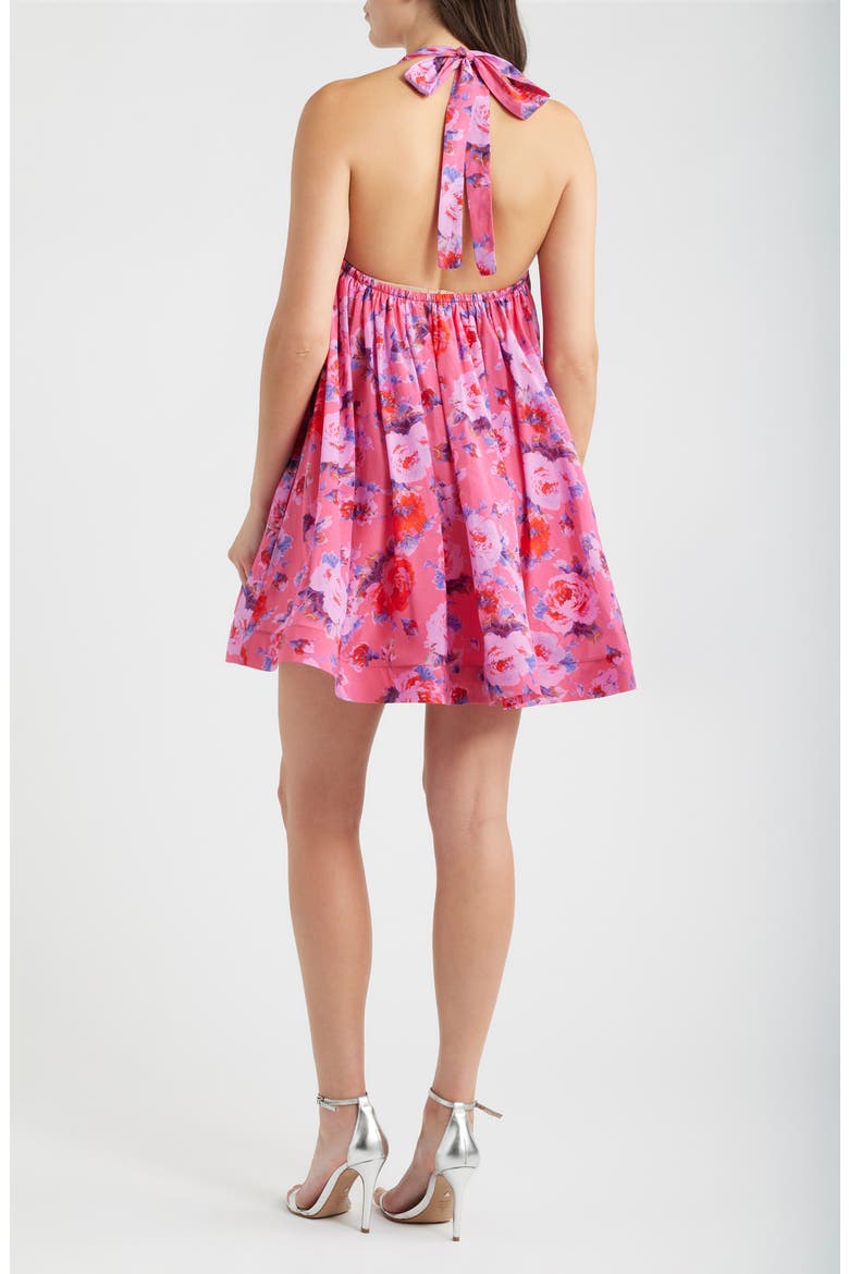 Lovie Floral Halter Minidress, Alternate, color, ROSE FRAISE