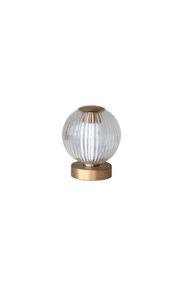 Storied Home Glass and Metal Pleated LED Table Lamp with Touch Sensor, Main, color, Brass