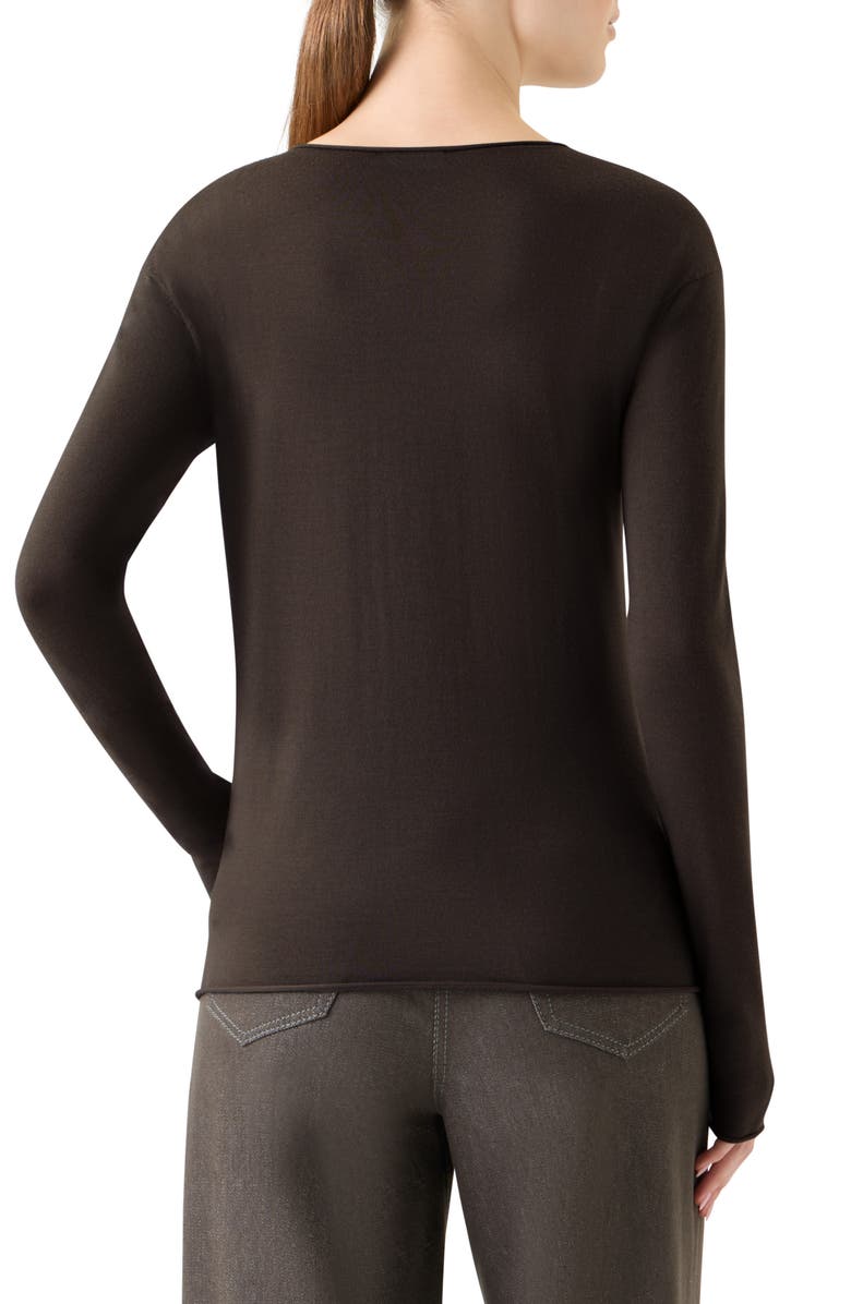 Akris punto Wool Crewneck Top, Alternate, color, Bark