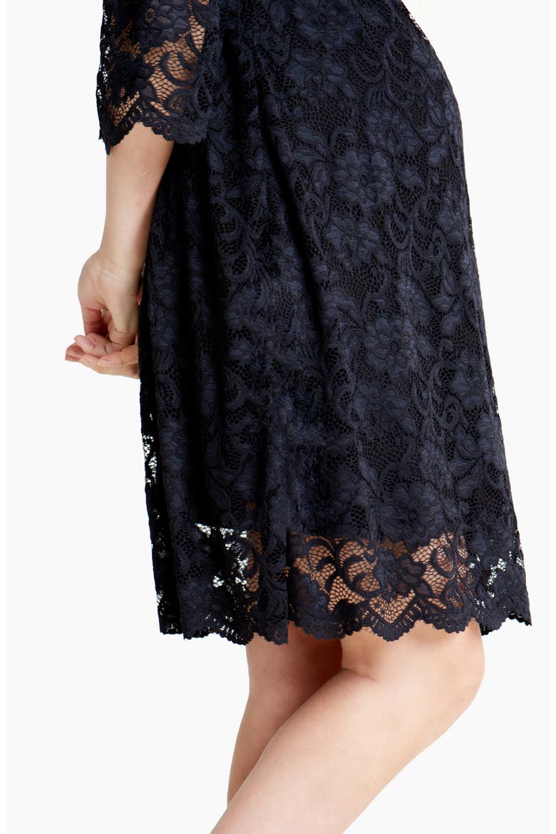 Ingrid & Isabel® Lace Bell Sleeve Maternity Dress, Alternate, color, JET BLACK