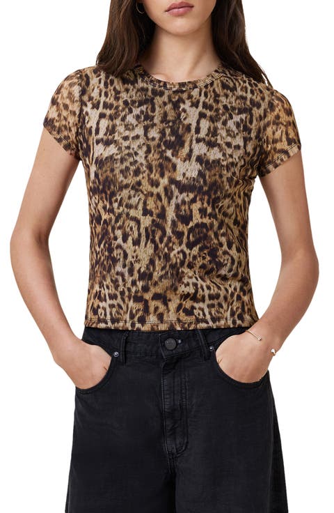 Ellie Leopard Print Mesh T-Shirt