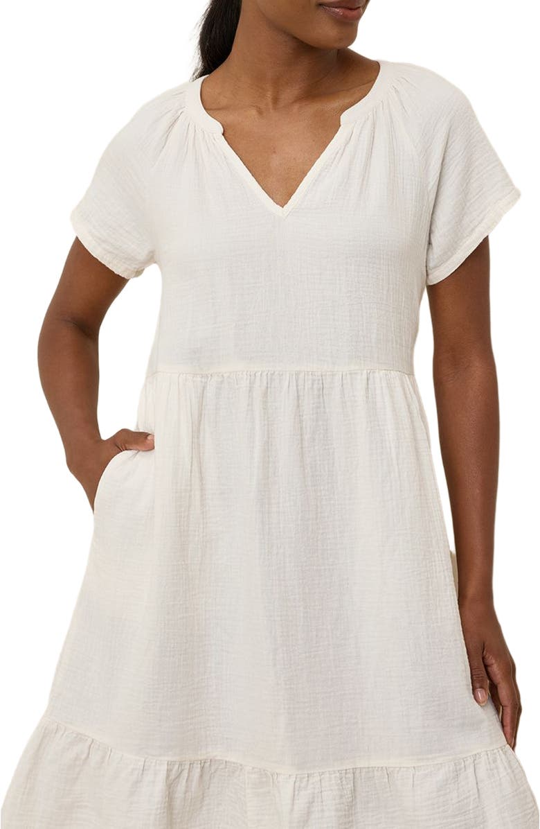Pact Organic Cotton Coastal Double Gauze Breezy Dress, Alternate, color, Sea Salt