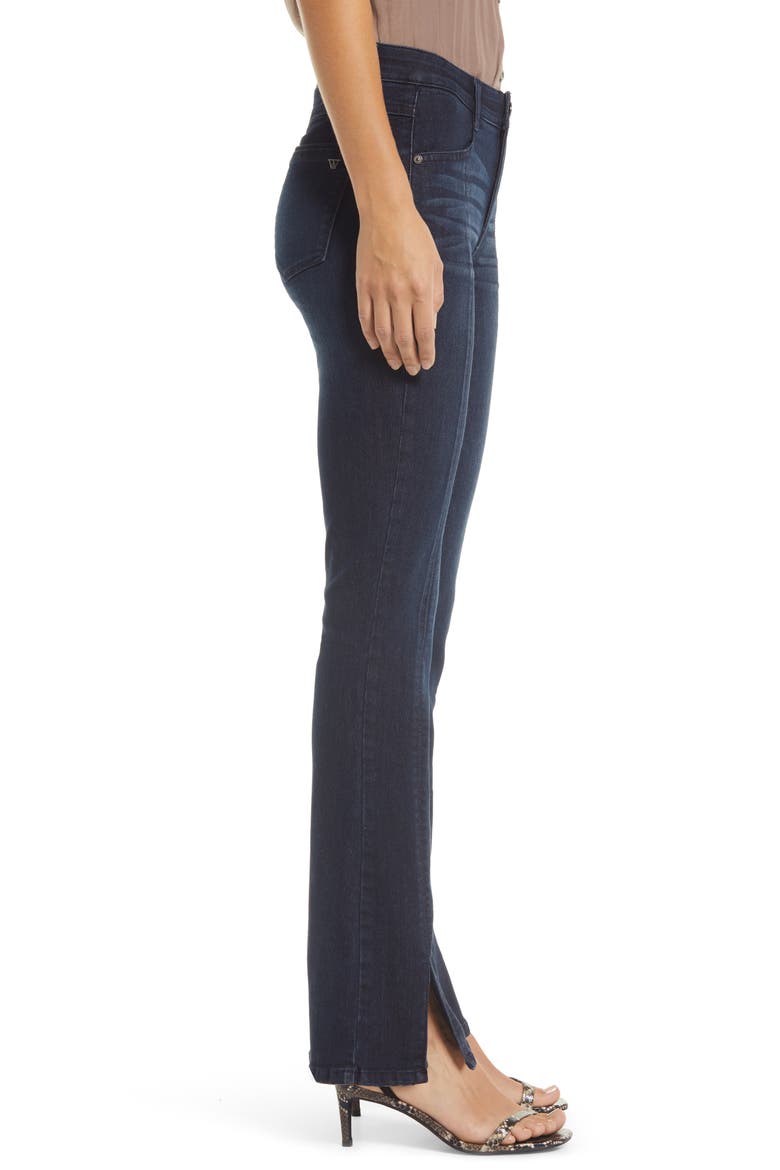 Ab-Solution Itty Bitty High Waist Slit Hem Bootcut Jeans (Nordstrom Exclusive), Alternate, color, DARK NAVY