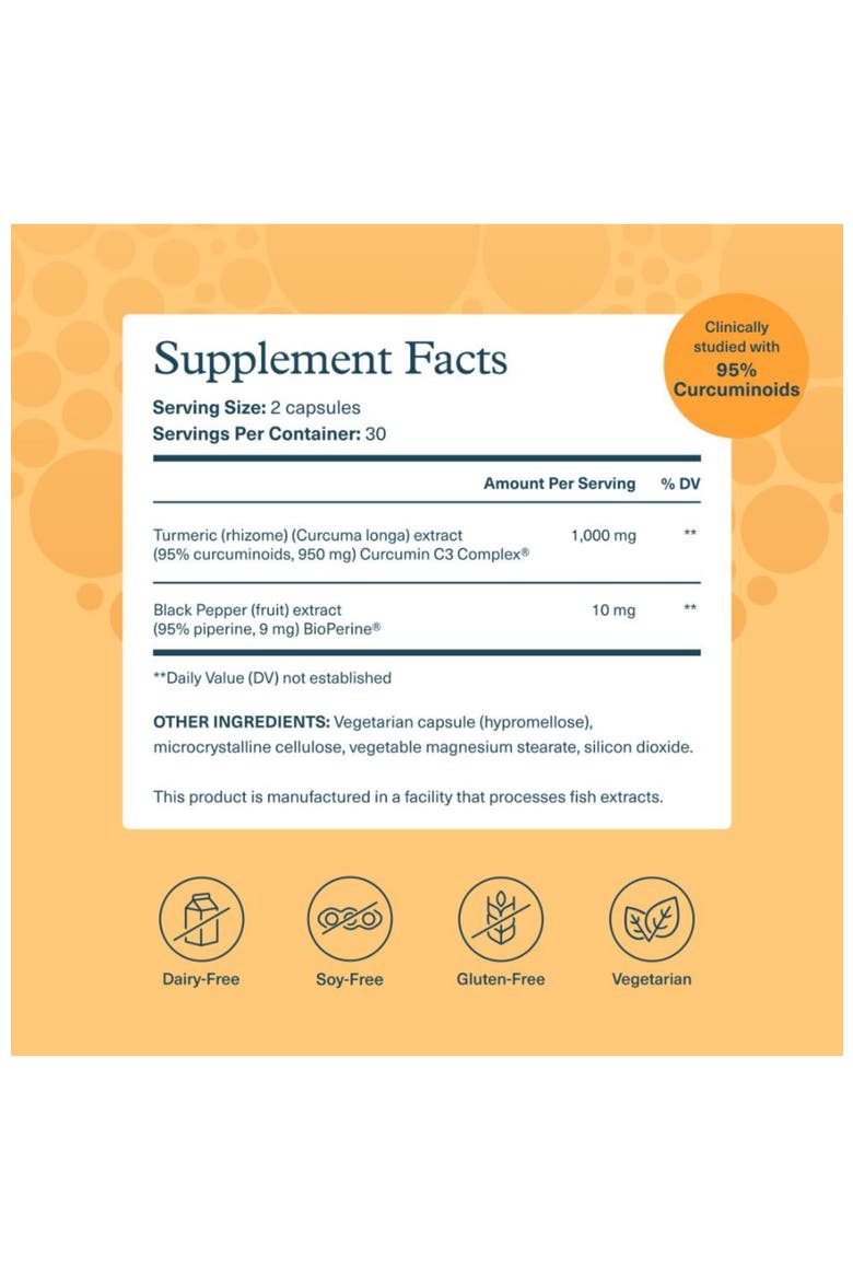 Extra Strength Turmeric Curcumin Joint Support Supplement 60 Vegetarian Capsules, Alternate, color, None