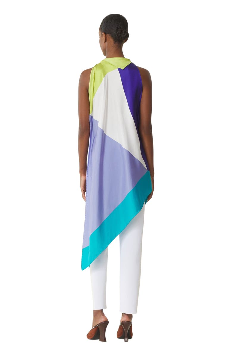 Lanvin Graphic Print Silk Top, Alternate, color, Light Blue/Green