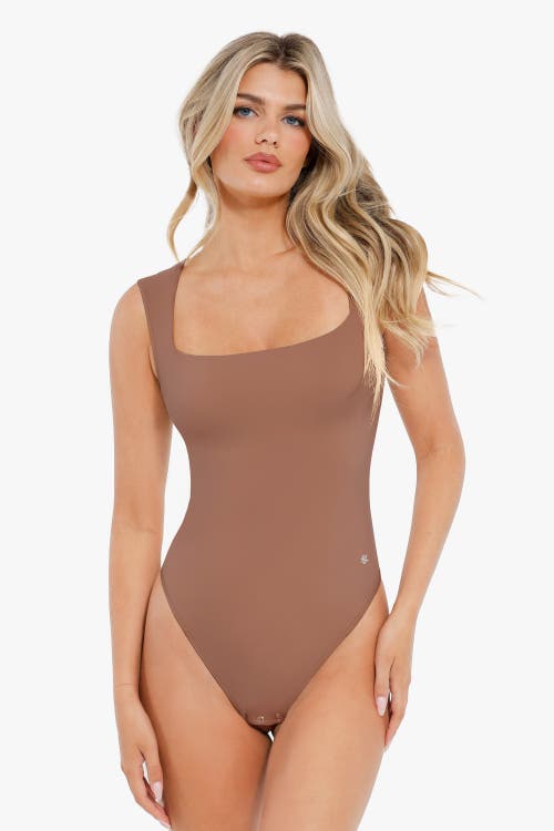 Popilush Shapewear Cloudsense Sleeveless Square Neck Bodysuit In Brown