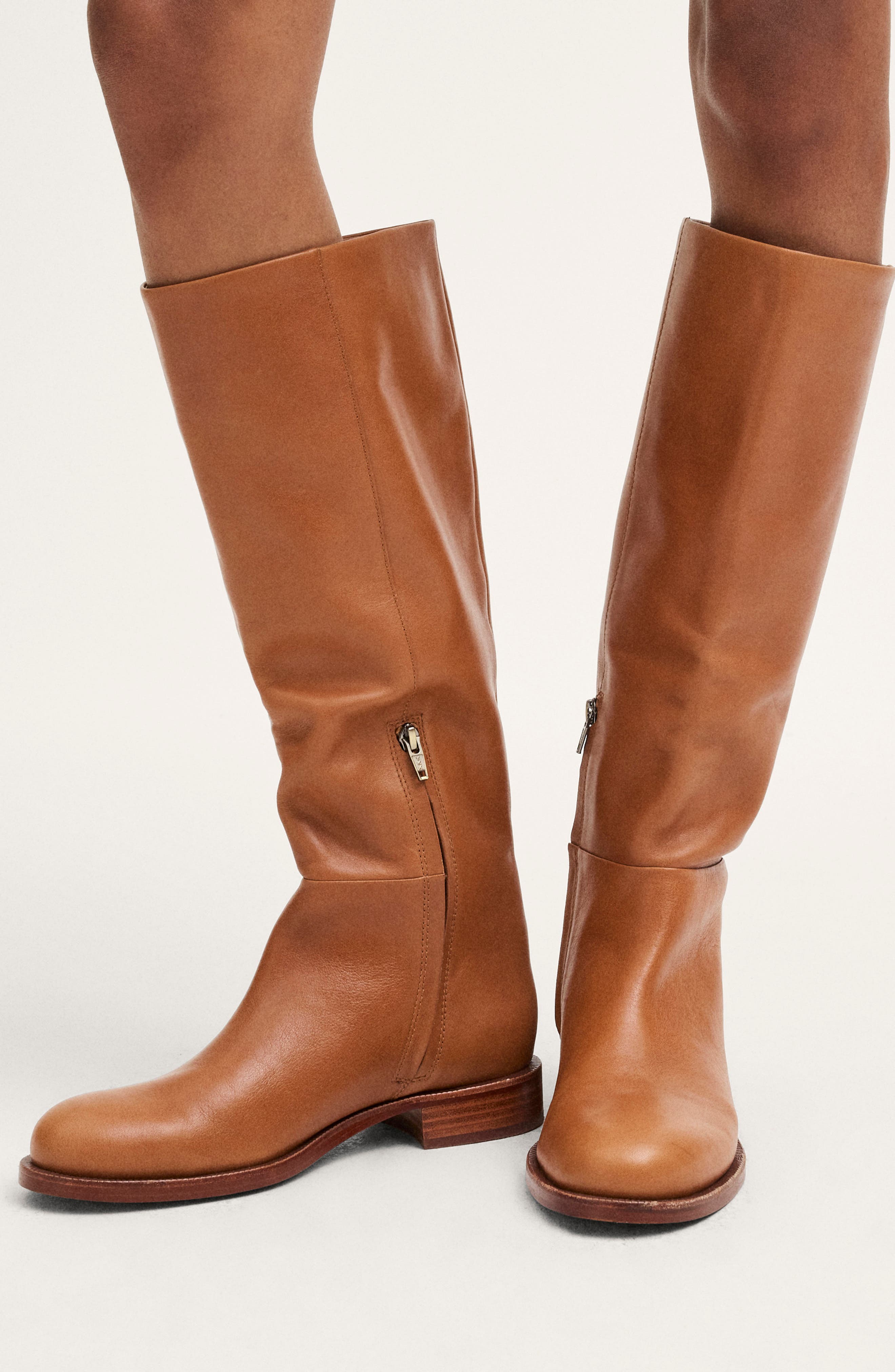 Marty Leather Tall Boot, Alternate, color, CARAMEL