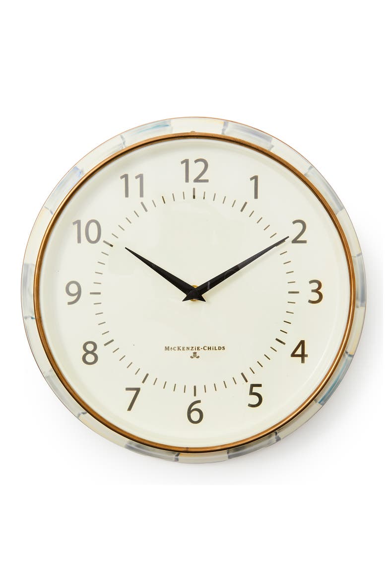 Sterling Check School Wall Clock, Main, color, GREY/ WHITE