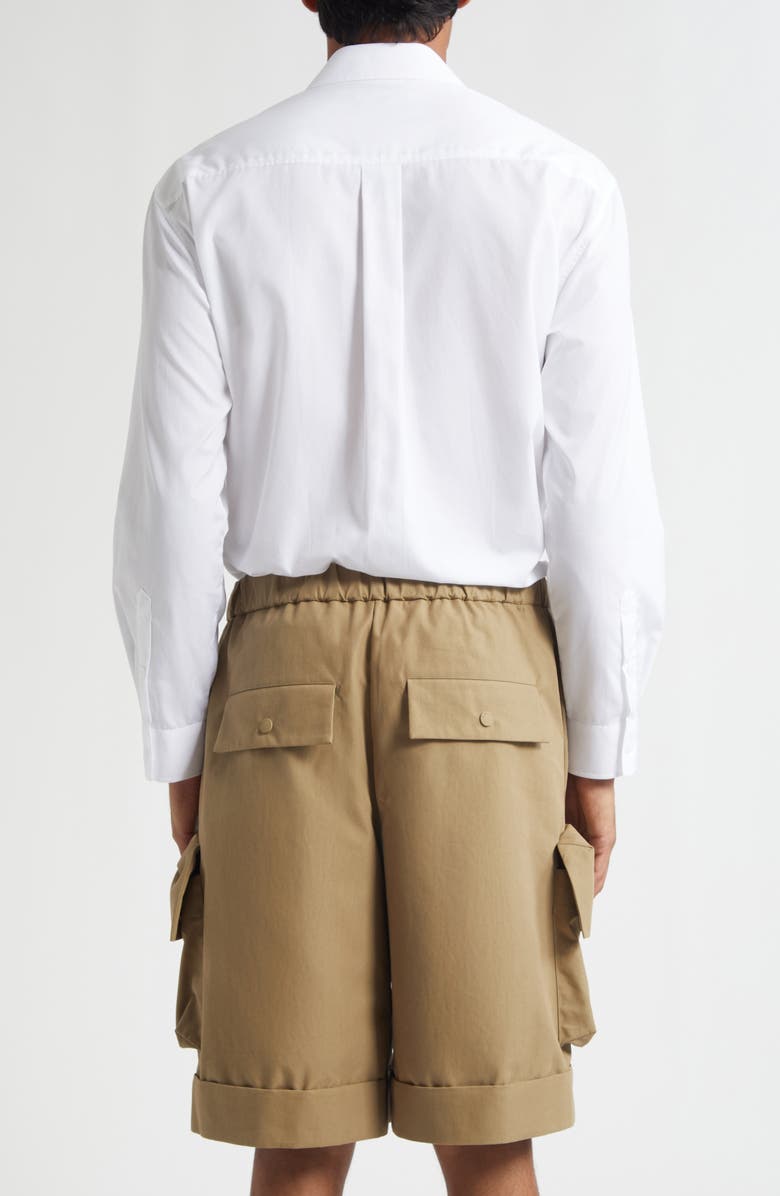 Simone Rocha Embellished Hare Classic Fit Cotton Button-Up Shirt, Alternate, color, White/ Pearl/ Clear