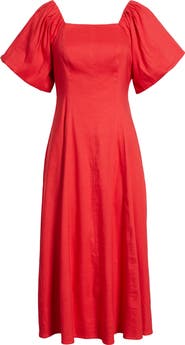 Nordstrom Seam Detail Linen Blend Midi Dress