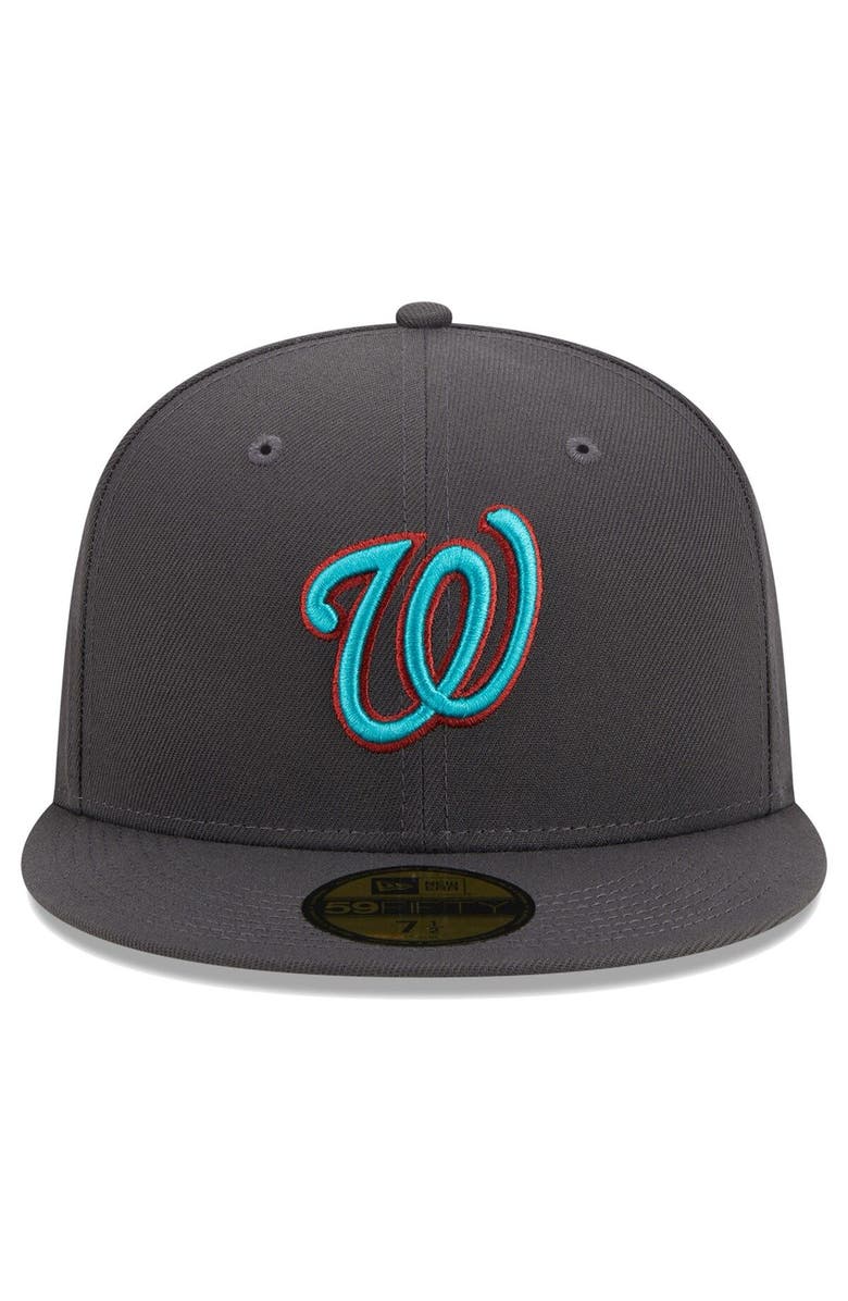 New Era Men's New Era Graphite Washington Nationals Print Undervisor 59FIFTY Fitted Hat, Alternate, color,