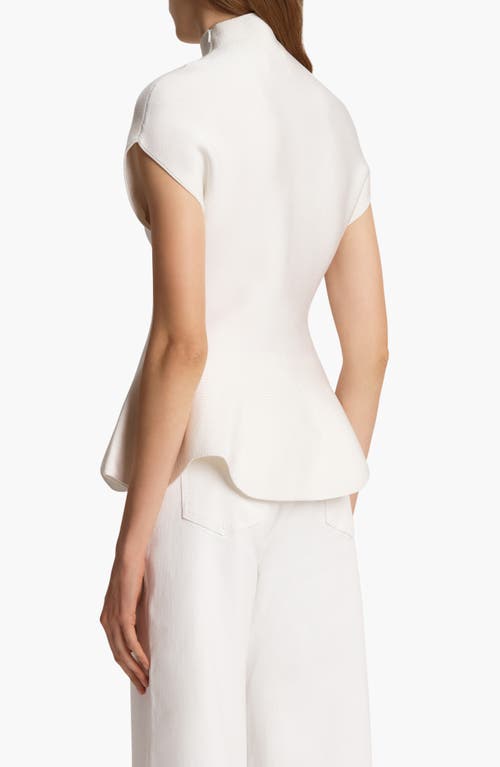 Khaite Andra Mock Neck Peplum Knit Top In White