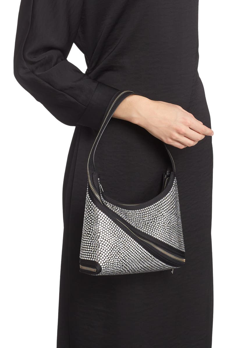 Coperni Swipe Crystal Zip Baguette Handbag, Alternate, color,