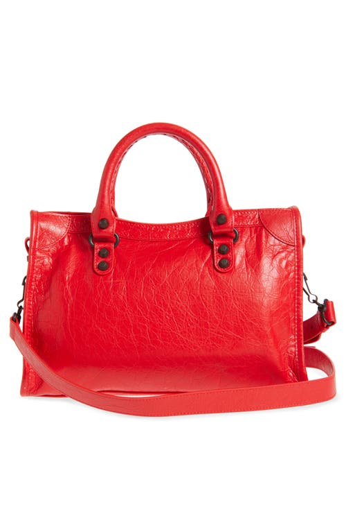 Balenciaga Small Le City Leather Satchel In 6506 Vermillion Red
