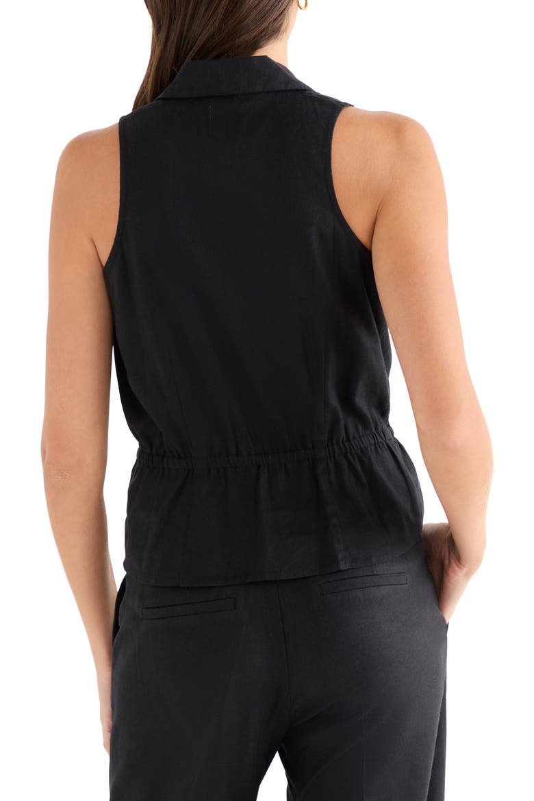Cinch Linen Blend Vest, Alternate, color, BLACK ONYX