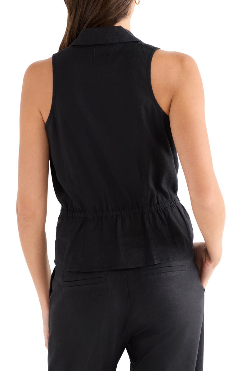 NIC+ZOE Cinch Linen Blend Vest, Alternate, color, Black Onyx