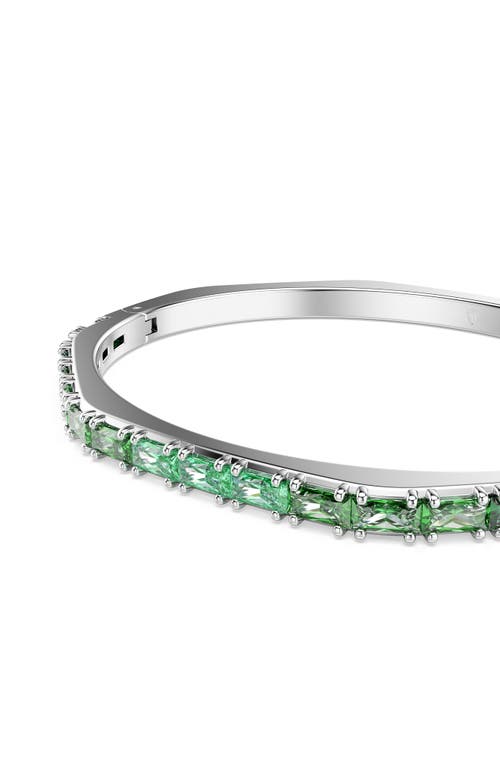 Swarovski Matrix Baguette Cut Crystal Bangle In Silver/green