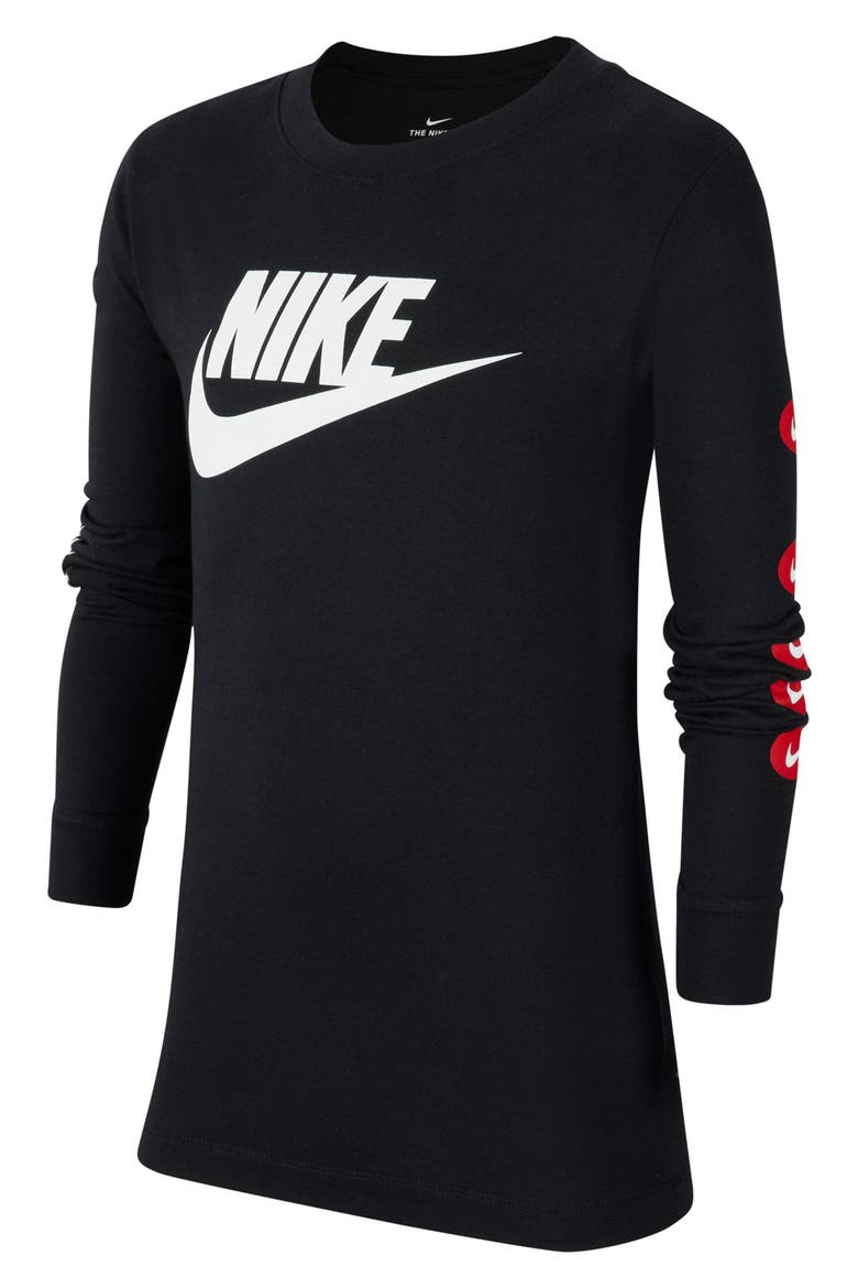 Kids' Sportswear Long Sleeve Logo Graphic Tee, Main, color, BLACK