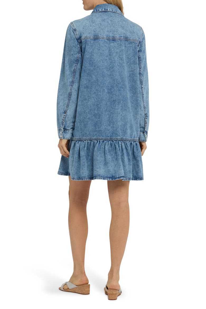 Long Sleeve Ruffle Denim Shirtdress, Alternate, color, FADED BEAM