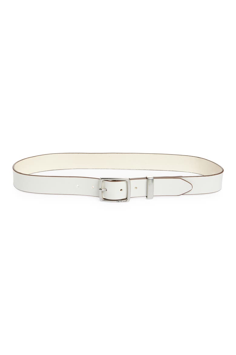 X Boyfriend Leather Belt, Main, color, ANTIQUE WHITE