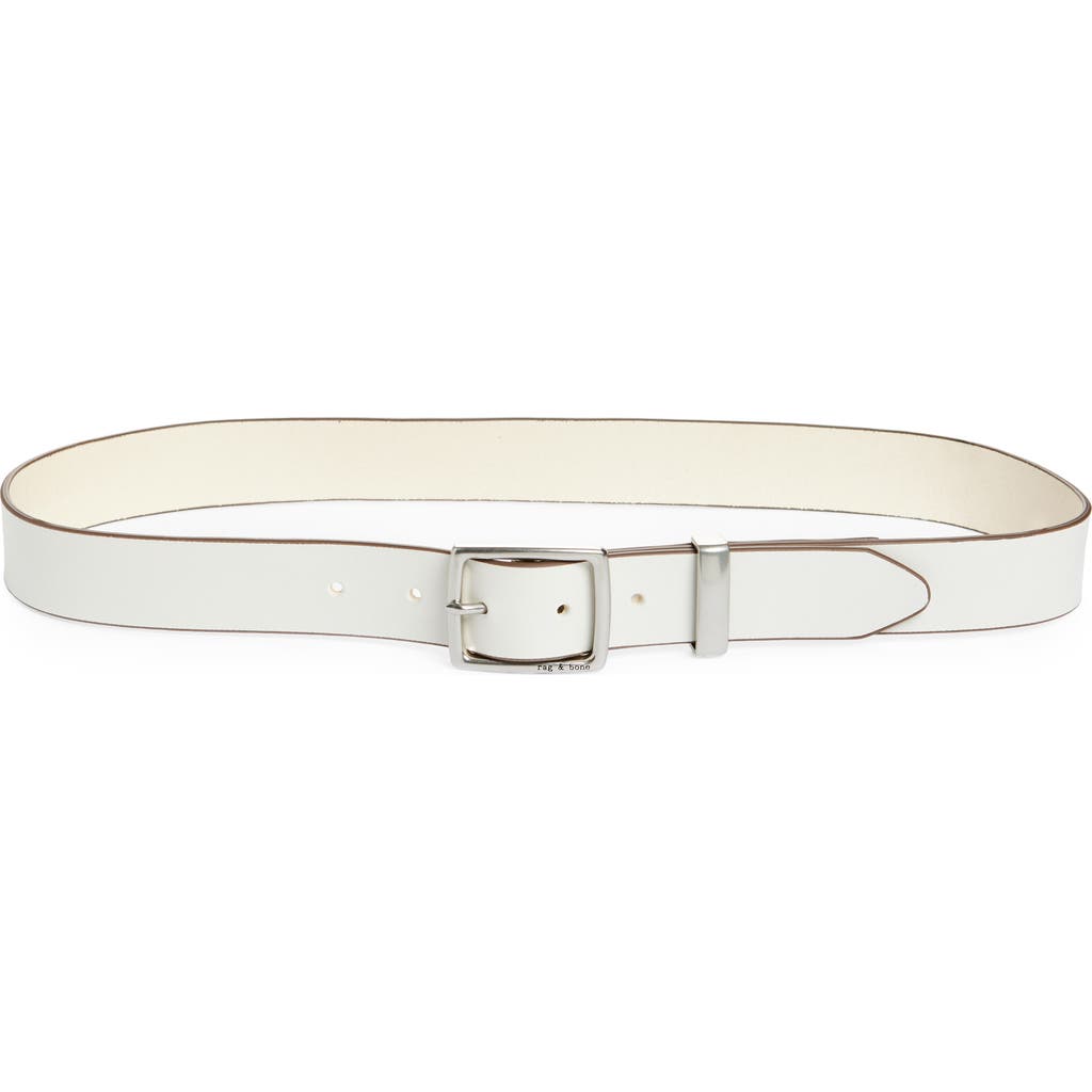 Rag & Bone X Boyfriend Leather Belt In Antique White