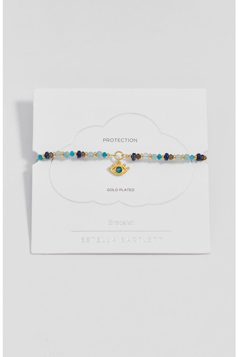 Evil Eye Faceted Stone Charm Bracelet, Alternate, color, GOLD PLATED