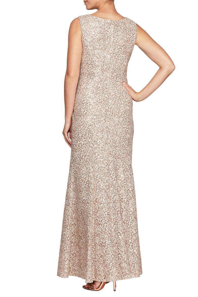 Sequin Trumpet Gown with Shawl, Alternate, color, CHAI/ IVORY