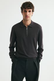 H&M Regular-fit Merino Wool Half-zip Polo Shirt