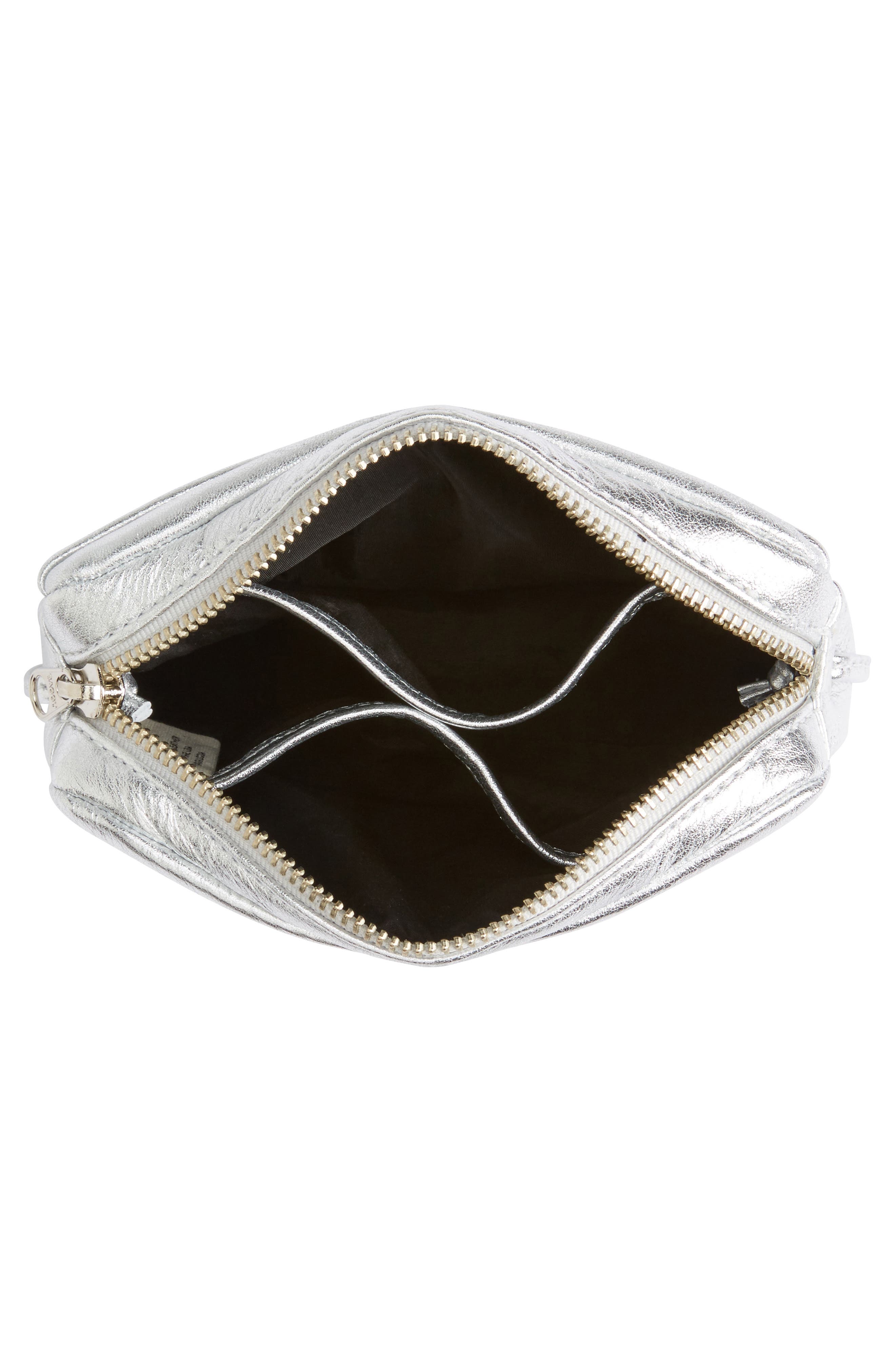 'Mini' Pebbled Leather Crossbody, Alternate, color, SILVER