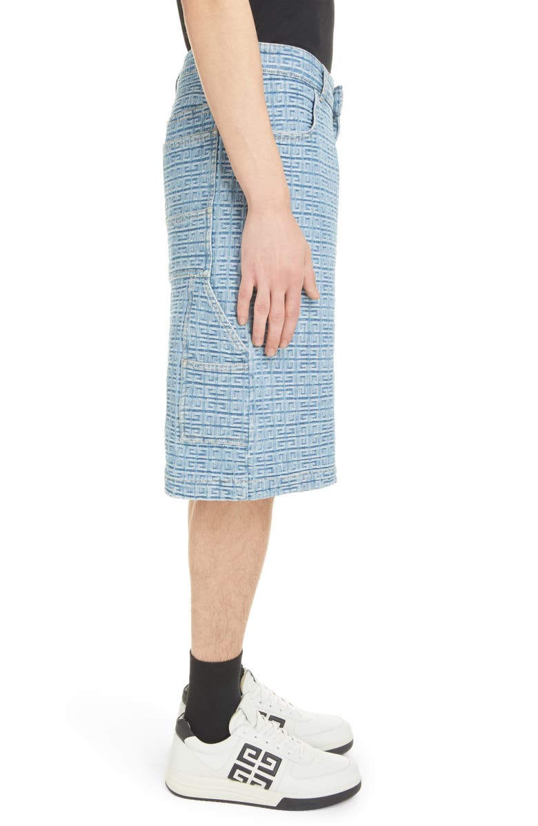 Givenchy 4G Jacquard Denim Shorts, Alternate, color, 